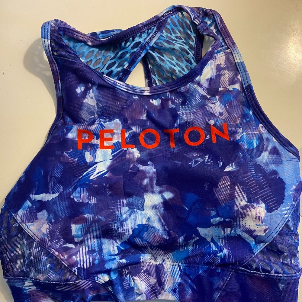Peloton Sports Bra Women's S Blue Moves High Neck Cycling Wear It To Heart